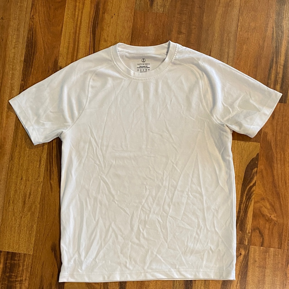 Lands' End Tailored Fit White Short Sleeve Tee